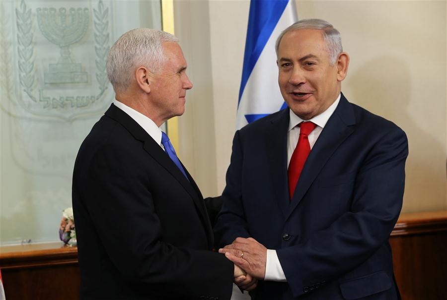 MIDEAST-JERUSALEM-NETANYAHU-PENCE-MEET