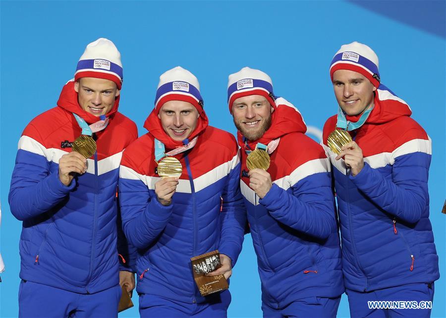 (SP)OLY-SOUTH KOREA-PYEONGCHANG-CROSS-COUNTRY SKIING-MEN'S 4x10KM RELAY-MEDAL CEREMONY