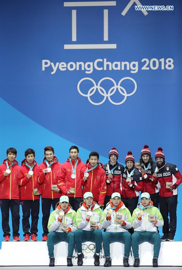 (SP)OLY-SOUTH KOREA-PYEONGCHANG-SHORT TRACK-MEN'S 5000M RELAY-MEDAL CEREMONY