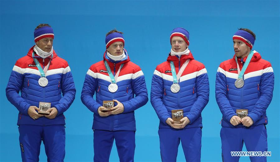 (SP)OLY-SOUTH KOREA-PYEONGCHANG-BIATHLON-MEN'S 4X7.5KM RELAY-MEDAL CEREMONY